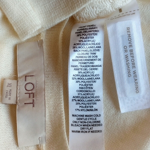 ANN TAYLOR Sweater Cream Career Casual Embellished Design XL - Picture 9 of 10